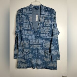 J. Jill (Sz S) Soft Indigo Stretch Snap Button LS PureJill Knit Jacket (NEW-NWT)